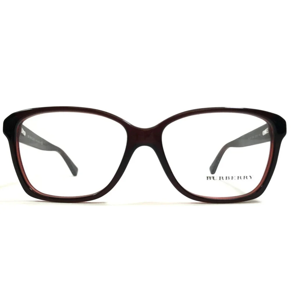 Burberry Eyeglasses Frames B 2121 3008 Burgundy Red Brown Wood Square 52-14-140